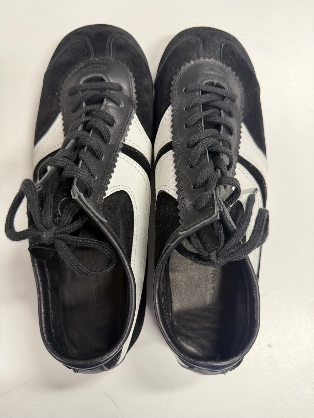 Dries van noten ladies Black and White Athletic Lace-Up Shoes suede 10 pr23-m1